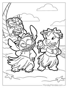 an image of cartoon characters coloring pages