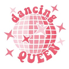 the dancing queen logo with stars around it