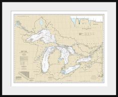 a large map of the great lakes of canada with major cities and rivers in each region