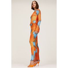 Orange tie dye crepe (100% Polyester). Pants. Pull on. 30" inseam. 13" rise. 12.5" leg opening. Imported. Orange Tie Dye, Tie Dye Pants, Orange Tie, Polyester Pants, Rent The Runway, Closet Designs, Box Pleats, Matching Top, Two Piece Pant Set