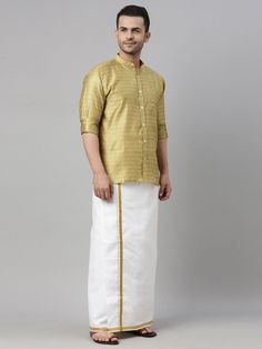 VASTRAMAY Men's Yellow Shirt And Mundu Set Experience traditional elegance with the VASTRAMAY Men's Yellow Shirt And Mundu Set. Perfect for cultural occasions or casual wear, this set combines comfort with classic style. Features Elegant yellow shirt with matching mundu Comfortable and breathable fabric Perfect for festive and traditional occasions Specifications Color: Yellow Sizes Available: S, M, L, XL Material: Cotton blend Material & Care Material: Cotton blend. Care Instructions: Machine w Yellow Shirt, Yellow Shirts, Outfit Sets, Breathable Fabric, Classic Style, Casual Wear, Care Instructions, Cotton Blend, Mens Outfits