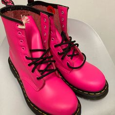 Dr. Martens 1460 Woman's Boots New Color Pink Size Women Us 7 Uk 5 Eu 38 Pink Martin Boots With Round Toe For Fall, Winter Pink High-top Combat Boots, Pink Doc Martens, Pink Leather Mid-calf Boots With Round Toe, Dr Martens 1460 Pascal Pink, Dr Martens Shoes, Manic Pixie Dream Girl, Dr Martens Boots, Dr. Martens