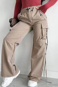 Finding My Way Wide Leg Cargo Drawstring Pants (Khaki) - NanaMacs Finding My Way, Drawstring Pants, Size Charts, Color Khaki, My Way, Bottoms Pants, Over 50, Wide Leg, High Rise