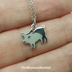 "Sterling silver pig necklace. Piggie necklace. Vegetarian pendant. Little piglet necklace. Vegan jewelry.  ------------ Little sterling silver Pig necklace. Vegan jewelry. On sterling silver chain, choose length at checkout.  Available in shiny or brushed finish.  Vegan/Vegetarian gift About .5\"  For more affordable sterling silver jewelry: www.etsy.com/shop/thewrenandrabbit" Virgo Jewelry, Vegetarian Gifts, Pig Necklace, Perfume Necklace, Vial Necklace, Vegan Jewelry, Astrology Necklace, Blue Topaz Necklace, Constellation Necklace