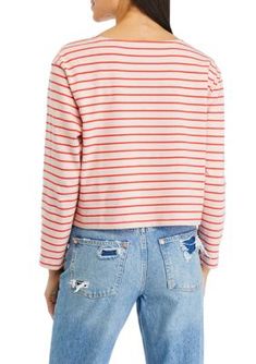 Set in a slouchy silhouette, this charming top from Lucky Brand is finished with horizontal stripes for a casually chic look. | Lucky Brand Women's Long Sleeve Stripe Top, X-Large