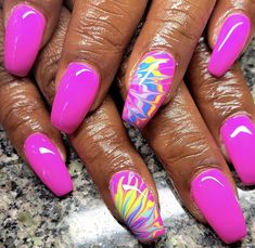 Spring Nail Art Square, Bright Summer Acrylic Nails Short, Short Hot Pink Nails With Design, Fabulous Nails Summer, Hot Pink Nails With Design Summer, Bright Neon Acrylic Nails Summer, Hot Pink Spring Nails, Bright Neon Acrylic Nails