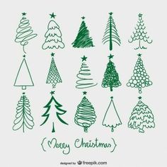 an image of christmas trees drawn on paper with the words arbres de noel croquiis