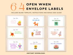 the printable envelope labels are open and ready to be used for birthdays or other occasions