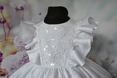 Toddler Baptism Dress With Train Christening Gown for Toddler - Etsy Lace Princess Dress With Ruffles For Wedding, Elegant Princess Dress With Ruffles For First Communion, Lace Princess Dress With Ruffles For First Communion, Elegant First Communion Dress With Ruffles, First Communion Princess Lace Pageant Dress, Princess Style White First Communion Dress With Ruffles, Ruffled Ball Gown For First Communion And Wedding, Fitted Gown With Lace Sleeves For Pageants, First Communion Dress With Lace And Ruffles