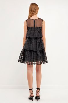 Sheer elegance. This tiered mini is made from sheer gridded organza for a look that's both elegant and stylish. The sleeveless bodice and lining make it perfect for warmer weather occasions. Dress it up or down - either way, you'll love the look of this pretty little mini. Gridded organza Sleeveless Tiered bodice Lined Mini length Hand wash cold Do not bleach Do not tumble dry Iron low Shell: 100% Polyester Contrast: 100% Polyester Lining: 100% Polyester HN927D Total length: 34.50" Bust: 36" S A Summer Style Guide, Casual Party Dresses, Maxi Dress Sale, Fashion Night, Pink Maxi Dress, Pink Outfits, Sleeveless Mini Dress, Bottom Clothes, Sweater And Shorts