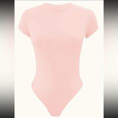 Brand New And Never Worn Light Pink Bodysuit. Short Sleeve And Crew Neck. No Tags For Comfort But Size Small 95% Polyester, 5% Spandex Pink Bodysuit Outfit, Light Pink Bodysuit, Bodysuit Short Sleeve, Pink Bodysuit, Body Suit Outfits, Pink Body, Short Sleeve Bodysuit, Pink Shorts, Pink Ladies