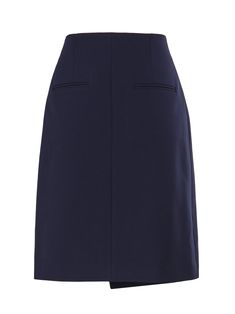 -Asymmetric skirt -Button closure -High waist -Made in Italy -Colour: NavyComposition: 63% Polyester, 27% Viscose, 7% Cotton, 3% Ea - Chic Asymmetrical Draped Skirt For Work, Chic Draped Skirt For Work, Asymmetrical Pleated Skirt For Work, Chic Knee-length Draped Skirt For Work, Asymmetrical Lined Skirt For Work, Lined Asymmetrical Skirt For Work, Workwear Midi-length Draped Skirt, Knee-length Relaxed Skirt For Work, Midi-length Draped Skirt For Workwear