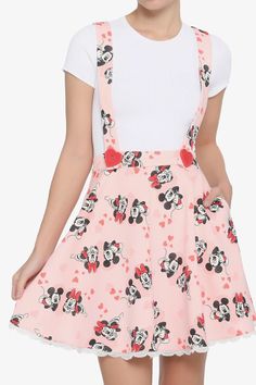 Her Universe - This pink skirt features a toss print of your favorite Disney couple, Mickey Mouse and Minnie Mouse, staring lovingly into each other's eyes. Staring Lovingly, Disney Skirt, Disney Couple, Mickey Mouse And Minnie Mouse, Minnie Mouse Dress, Mickey Mouse Minnie Mouse, Disney Princess Dresses, Her Universe, Disney Fashion