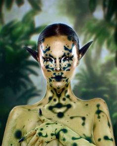 Alien Body Painting, Alien Skin Texture, Tiger Inspired Makeup, Snake Inspired Makeup, Swamp Witch Makeup, Swamp Makeup, Eel Makeup, Drag Creature, Toxic Costume