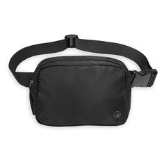 a black fanny bag on a white background