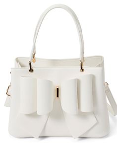 in stock Spring Rectangular Bags With Bow, Elegant White Satchel For Party, Elegant Formal Shoulder Bag With Bow, Chic Formal Shoulder Bag With Bow, Spring Everyday Bag With Bow Detail, White Party Bags With Gold-tone Hardware, Chic Everyday Bags With Bow, White Everyday Bags With Bow Detail, Chic Everyday Bags With Bow Detail