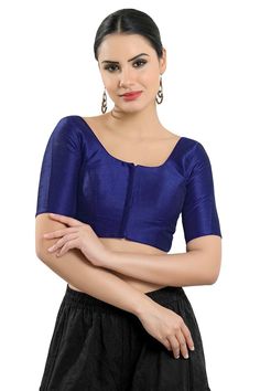 Buy Women's Navy Blue Art Silk Readymade Saree Blouse Online Navy Blue Art, Saree Blouses Online, Silk Pattern, Blouse Design Images, Readymade Saree, Plain Blouse, Navy Blue Fabric, Buy Buy, Blouse Online