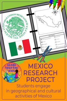 the mexico research project is shown with markers and pencils