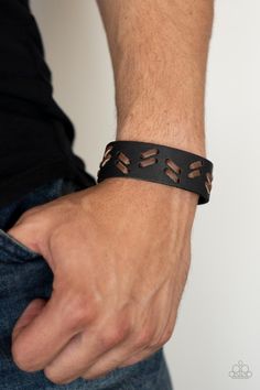 Suburban Wrangler Black ✧ Urban Wrap Urban Wrap Bracelet Rustic Pattern, Leather Creations, Mens Bracelet Black, Wrangler Black, Unisex Bracelets, Paparazzi Accessories, Black Jewelry, Leather Work, Bracelet Tutorial