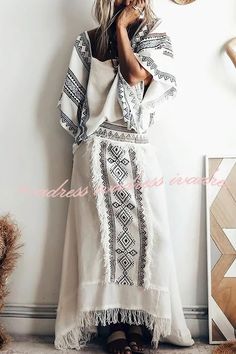 Bohemian Maxi Skirt With Tassels, Bohemian Long Skirt With Tassels, Bohemian Summer Maxi Skirt With Tassels, Traditional Boho Print Skirt For Summer, White Bohemian Skirt For Vacation, Traditional Maxi Skirt For Spring Beach Outings, Traditional Beach Skirt For Summer, Traditional Summer Beach Skirt, Traditional Skirt For Summer Vacation