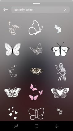 an image of some butterflies on a cell phone with the text butterfly white above it