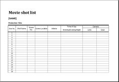 the movie shot list is shown in this image