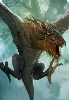 an illustration of a dragon attacking another creature