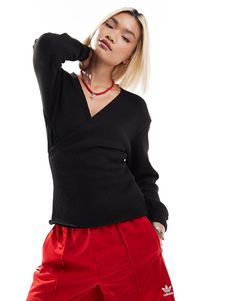 Sweaters & Cardigans by Glamorous Sweater weather V-neck Wrap front Long sleeves Regular fit Wrap Front Sweater, Winter Party Dress, Spring Floral Dress, Long Black Dress, Neck Wrap, Satin Slip Dress, Maxi Dress Trend, Adidas Samba, Orange Dress