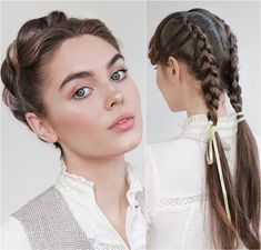 Amy March Braids, Amy March Hairstyle Tutorial, Amy March Hair Tutorial, Amy March Hairstyle, Amy March Hair, Hair Styles Two Braids, 1800 Hairstyles Woman, 1800 Hairstyles, Little Women Hairstyles