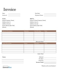 an invoice form with two lines on the front and one line on the back