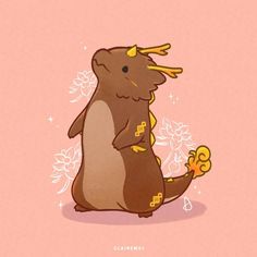 a cartoon beaver holding a flower in its paws