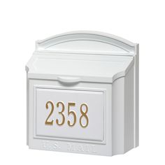 a white mailbox with the number 2238 on it's front and side