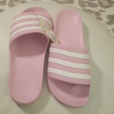 Women's Adidas Adilette Aqua Flipflops; Pinkish Purple; Size 11 Us; Nwt Adidas Non-slip Summer Slides, Adidas Casual Slides For Spring, Casual Adidas Flip Flops For Spring, Comfortable Adidas Open Toe Slides, Comfortable Open Toe Adidas Slides, Comfortable Adidas Flip Flops For Summer, Adidas Casual Slide Flip Flops, Adidas Slip-on Slides For Spring, Adidas Slides With Cushioned Footbed For Spring