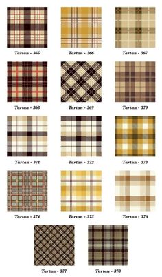 the different plaid patterns are shown in this image, and there is also a color scheme for