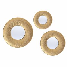 Are you looking for a stylish and sophisticated wall mirror to decorate your home? Then this set of 3 gold round wall mirrors is definitely what you need! It consists of three circular wall mirrors of different sizes, arranged from small to large as if the sun is slowly rising. The outer frame of each wall mirror is crafted from high-quality gold metal material, which is simple and stylish. Whether you use them in your living room, bedroom, or hallway, these wall mirrors bring more dimension and Round Wall Mirrors, Wall Mirrors Set, Diy Glass Bottle Crafts, Glass Bottle Crafts, Round Wall Mirror, Mirror Set, Round Wall, Wall Mirrors, Home Decor Mirrors