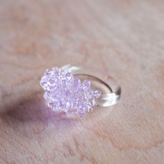 Glass Cluster Ring  Lilac by UrbanRevisions on Etsy, $42.00 Glass Rings, Pink Ring, Cluster Ring, Cute Jewelry, Tech Accessories, Beautiful Jewelry, My Jewellery, Lilac, Jewelry Box