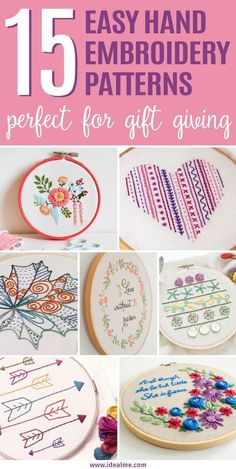 15 easy hand embroidery patterns perfect for gift - loving moms and grandma's