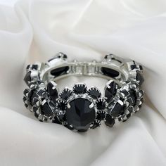 Rodrigo Otazu Black Swarovski Crystal Bracelet. Black Crystals Of Various Sizes Set In Silver. Like New, Never Worn. Hinged Clasp. Stunning Statement Bracelet! Black Bangle Bracelet For Formal Occasions, Formal Black Bangle Bracelet, Elegant Black Evening Bracelet, Black Evening Bracelet Jewelry, Black Jewelry With Jubilee Bracelet For Evening, Black Evening Bangle Jewelry, Black Diamond Bracelets For Formal Occasions, Formal Black Diamond Bracelets, Black Bangle Bracelets For Party