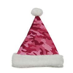 Pink and white camouflage Santa Claus hat costume accessory. Features a camouflage design with a plush brim. Comes with adorable pom pom attached Christmas Santa Hat, College Dorms, Camouflage Design, Santa Claus Hat, Holiday Day, Pink Camouflage, Stocking Tree, Bad Taste, Christmas Central