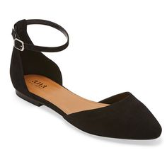 These a.n.a women's Darell ballet flats are a chic style to elevate everyday looks for the office or brunch with friends. Made from smooth faux leather, these pointed-toe shoes come with an ankle strap closure for added support. Wear them with pants and a shirt or an a-line dress. Closure Type: BuckleUpper/Outer Base Material: 100% PolyuretheneShoe Lining Material: PolyurethaneSole Material Content: 100% PolyurethaneToe Type: Closed ToeShoe Strap Type: Ankle StrapCare: Spot CleanHeel Style: Flat HeelCountry of Origin: Imported Black Bridesmaid Shoes Flats, Black Dress Shoes For Women Flats, Black Flats Outfit Office, Flat Shoes With Dress, Flat Dress Shoes For Women, Black Office Shoes, Black Bridesmaid Shoes, Closet Rebuild, Black Flats Outfit