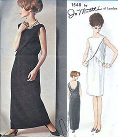 1965 Vintage VOGUE Sewing Pattern B34 EVENING DRESS (1804) By Jo Mattli | eBay Dresses 60s, 1960s Vogue, Vogue Dress Patterns, Evening Dress Patterns, Vintage Vogue Patterns, Vintage Vogue Sewing Patterns, Fashion 1960s, Long Cocktail Dress, Draped Neckline