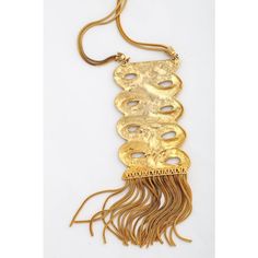 This is part of Chairish’s Costume Jewelry assortment.  Two-tone gilt, signed Sandor scroll and fringe necklace. Chain is 8" long on each side. Gold Tassel Jewelry For Evening, Gold Fringe Necklace For Party, Gold Long Fringe Necklace, Gold Fringe Metal Necklaces, Gold Fringe Metal Necklace, Gold Fringed Long Necklace, Gold Fringe Long Necklace, Fringe Necklace, Decor Guide