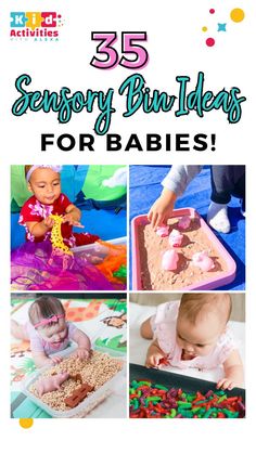 35+ Brilliant sensory bins for Babies. Sensory Activities for Babies Sensory Bins For Babies, Sensory Activities For Babies, Edible Sensory Play, Kids Sensory Activities, Sensory Bin Play, Activities For Babies, Toddler Sensory Bins, Baby Development Activities, Infant Lesson Plans