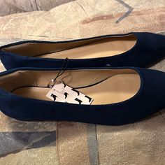 Navy Suede Blue Pointed-Toe Flats Slip On Dress Shoes Blue Heels For Workwear In Fall, Blue Slip-on Flats For Fall, Blue Flats For Fall, Blue Casual Flats With Low Heel, Blue Closed Toe Flats For Fall, Blue Slip-on Heels For Work, Chic Blue Flats For Work, Chic Blue Flats For Office, Casual Blue Almond Toe Heels