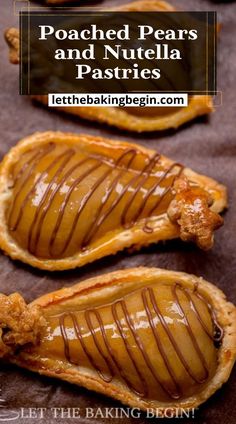 baked pears and nutella pastries on a baking sheet