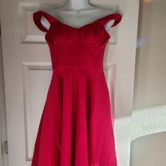 Jaygodrey Red Off Shoulder Dress. Red Off The Shoulder Dress, Molded Cups, Built In Bra, Zips Up The Back, Pockets. Armpit To Armpit Is 16.5" Across When Flat. New With Tags. Size 6. Red Fitted Midi Dress With Sweetheart Neckline, Red Fitted A-line Midi Dress, Red Fit And Flare Midi Dress For Evening, Red Fit And Flare Dress For Night Out, Red Off Shoulder Dress, Off The Shoulder, Off Shoulder Dress, Zip Ups, Shoulder Dress