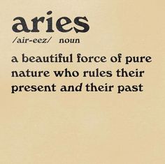 the words aries are written in black on a beige background with an orange and white border