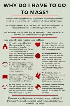 a poster with the words, why do i have to go to mass? and other things