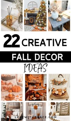 twelve creative fall decor ideas with pumpkins and other things to decorate in the fall