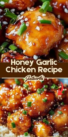 honey garlic chicken recipe with sesame seeds on top